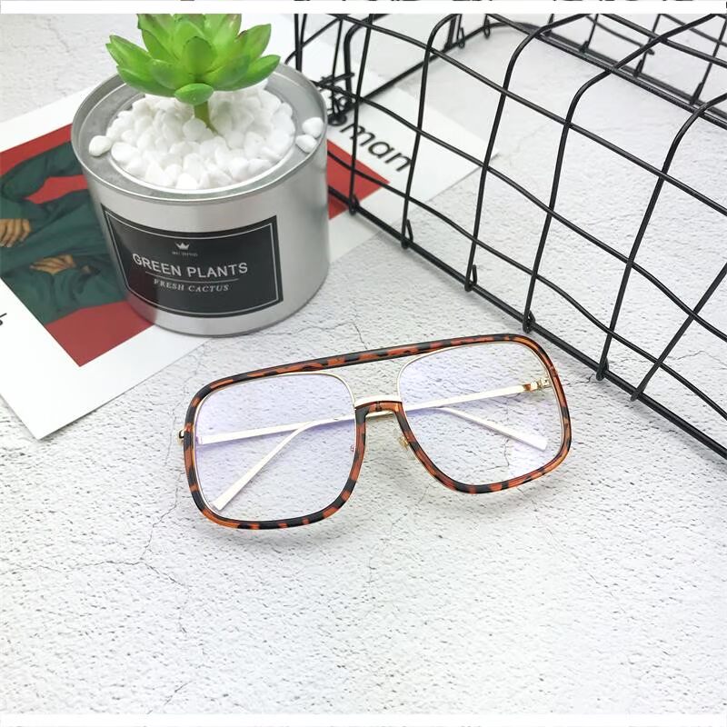 Đàn ông và phụ nữ vuông siêu lớn che gương phẳng trong suốt bé Huachen Yu lưới đỏ với cặp kính hoang dã kính mát
