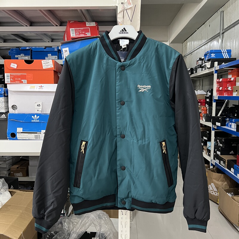 Reebok Spring and Autumn Sports Stand Collar Zipper Padded Warm Baseball Jacket Gu5748