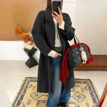 Women's suit collar double-sided cashmere coat european station coat