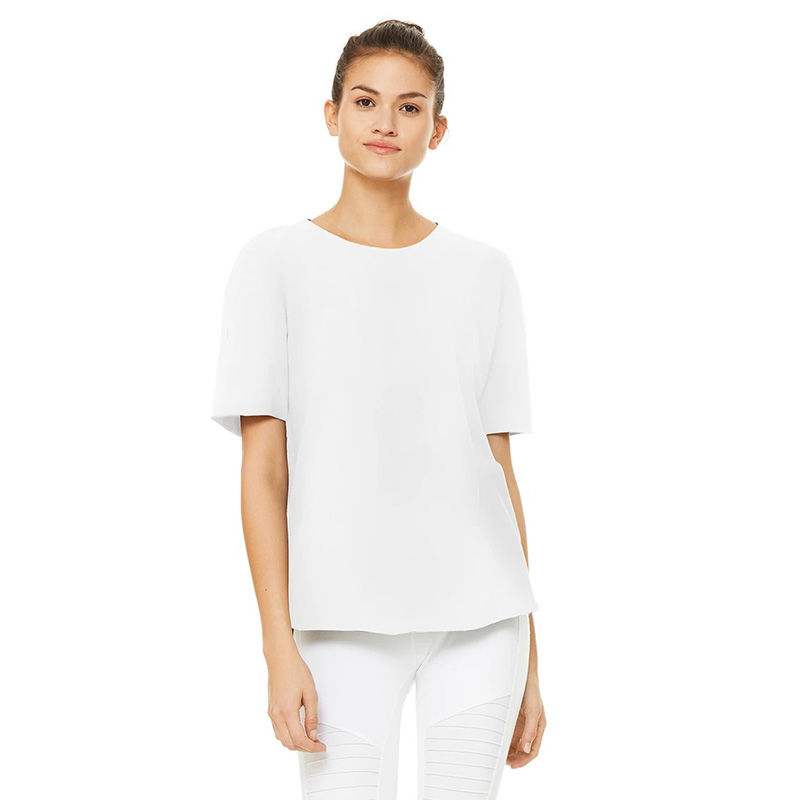Inner light ALO YOGA imported sports short sleeve loose and thin fashion yoga fitness casual T-shirts