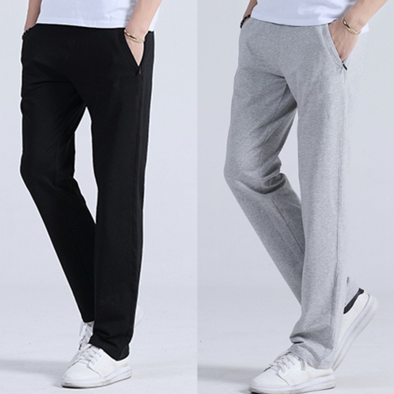 Men's Summer Thin Cotton Casual Pants, Spring and Autumn Straight-Leg Large Size Sweatpants, Loose Running Long Pants