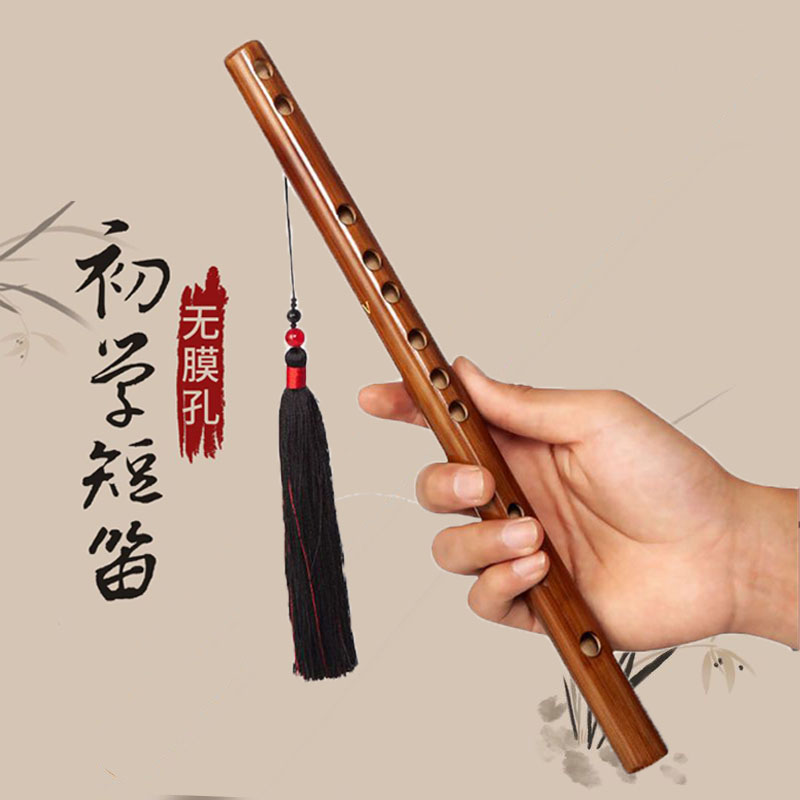 短笛无膜孔横笛学生入门竹笛初学者儿童成人乐器随身笛子