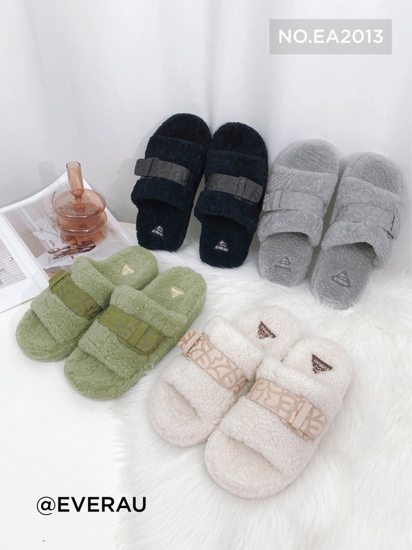 Australian Everau Wool Slip-On Slippers for Women, New Autumn and Winter Style, Thick-Soled Vintage Pattern, Suitable for Indoor and Outdoor Wear Ea2013