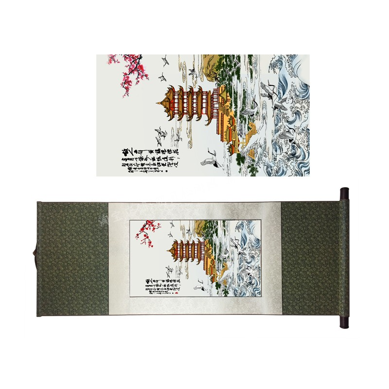 Yellow Crane Tower Han Embroidery Scroll Painting Hubei Wuhan Special Gift Hubei Intangible Cultural Heritage Handicraft Gift
