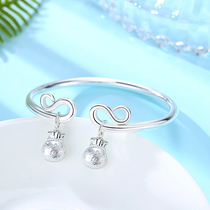 Silver bracelet silver bracelet female 999 football fashion fashion accessories net red - ford bag bell opened solid bracelet