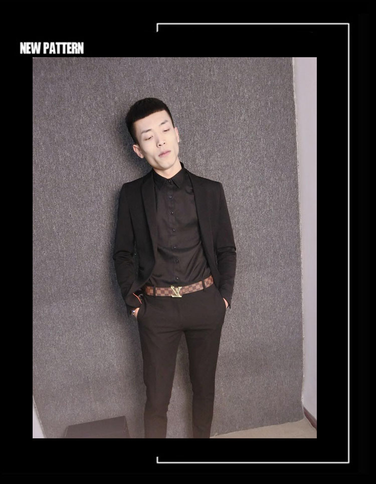 Nhanh tay với bộ vest nam đơn giản màu đen khóa đơn phiên bản Tây Hàn của chàng trai thời trang phù hợp với hai bộ nam quần kaki