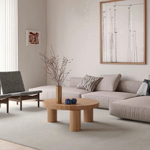 Modern simple solid wood living room tea table Light luxury household round coffee table Designer creative side several coffee tables