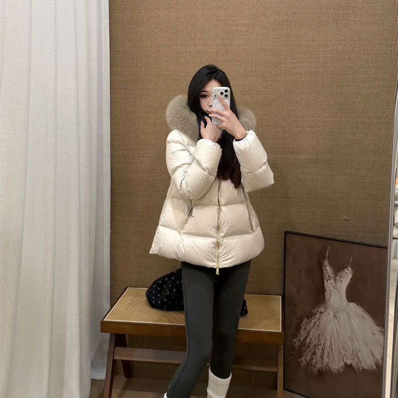 Miao Xiang ◇ M Series~ Fox Fur Collar, Traceable Samsung 90 White Duck Down, A-Line Loose Slimming down Jacket for Women