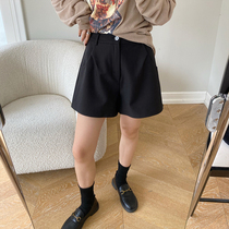 Ginsu One Black Shorts Woman 2022 Chunqiu Han Edition High waist display slim a pair of Hip Broadlegged Pants Chic Little Black Pants
