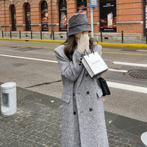 Ginsu One herringbone plus-size coat of arms 2021 Winter new Korean version over kneecap cotton wool coat damp