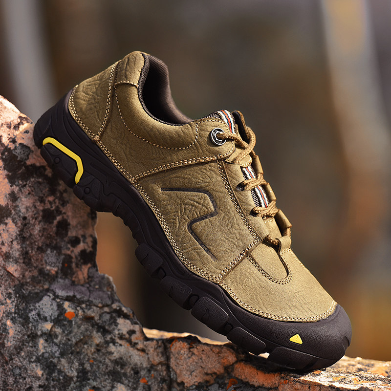 Mu Lingsen men's shoes leather mountaineering cotton shoes plus velvet warm outdoor casual shoes non-slip waterproof soft bottom leather shoes tide