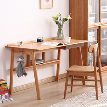 Nordic Japanese-style solid wood desk drawer small apartment cherry wood log computer desk modern minimalist home desk