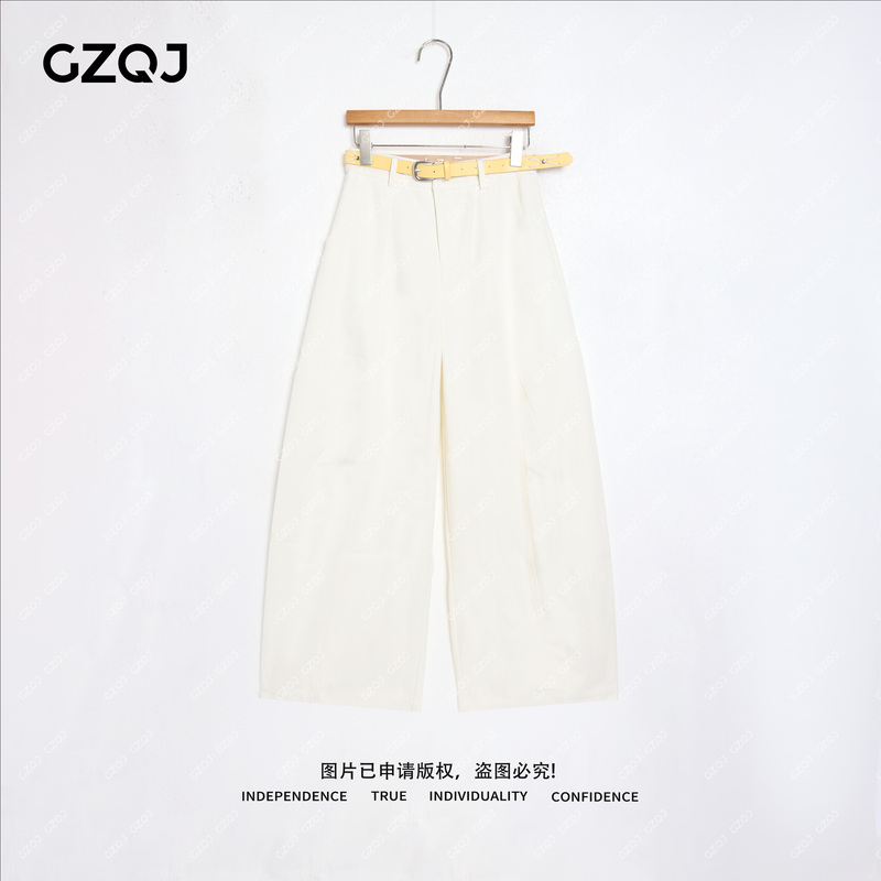 Gzqj【Visual Focus】Lazy and Simple Old Money Style Fashion Loose Slimming High-Waisted Wide-Leg Casual Pants for Women