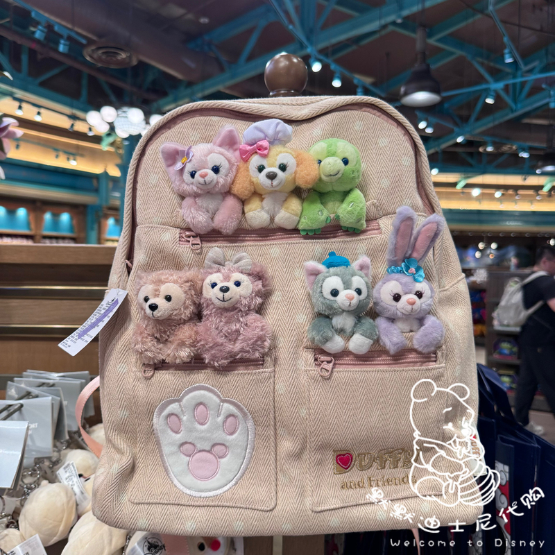 Shanghai Disney Domestic Duffy Linabell Qibao Cartoon Rose Red Backpack School Bag Hiking Bag