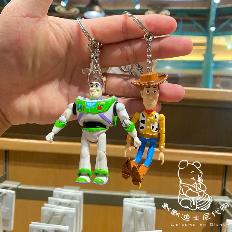 Shanghai Disneyland Buzz Lightyear Keychain Woody Movable Keychain with Articulated Joints
