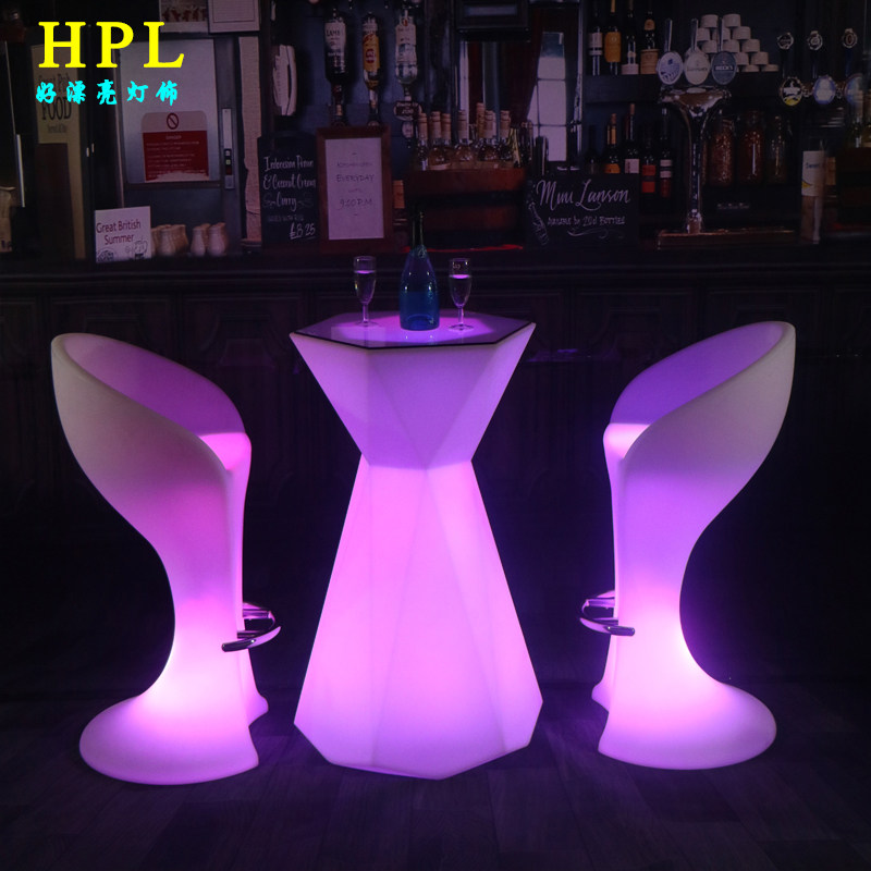 Luminous Bar Desk Led High Foot Table Cocktail Table Outdoor Tea Table Casual Terrace Nightclub Bar and table Chairs Stool