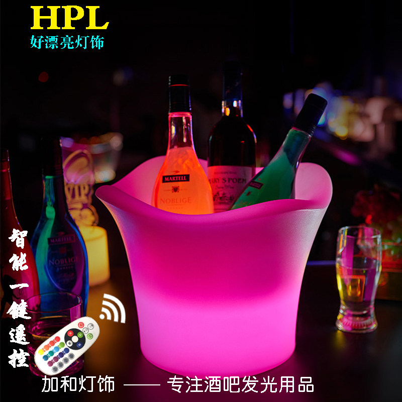 Bar glowing ice bucket led champagne drum luminous plastic coloured beer drum KTV creative bar supplies fall proof