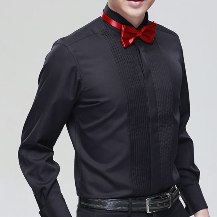 New Men's French Swallow Collar Long-Sleeved Shirt, Groomsmen and Groom Shirts, Stage Performance Host, Photo Studio Photo Shoot Shirt