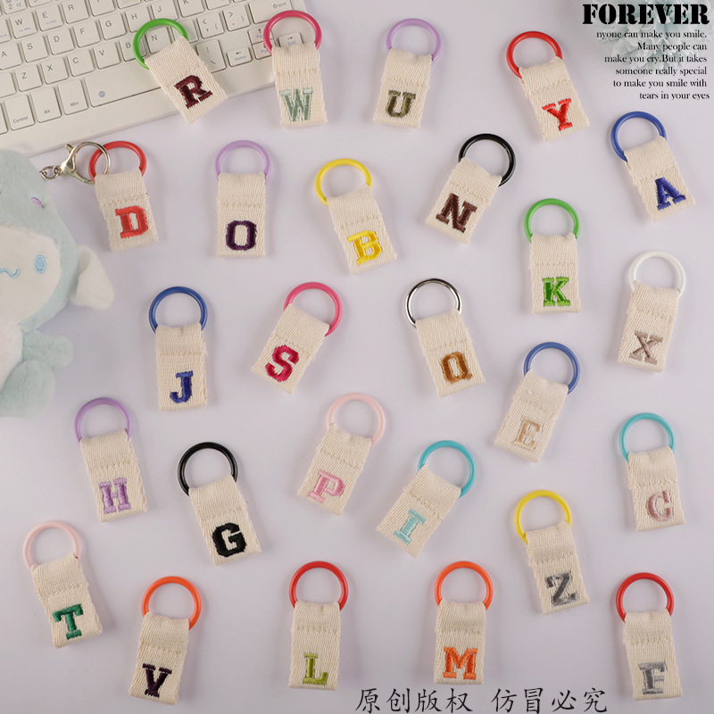 Korean ins Couple's English Name 26-Letter Woven Ribbon Tag Backpack Embroidery Pendant Streamer Keychain Korean ins Couple's English Name 26-Letter Woven Ribbon Tag Backpack Embroidery Pendant Streamer Keychain