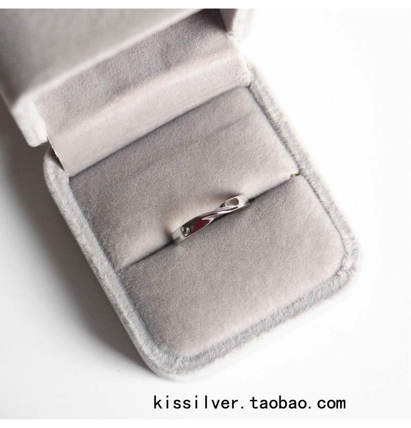Chữ miễn phí S925 sterling bạc dày mạ bạch kim nhẫn nhẫn Mobius đơn giản nhẫn đôi nhẫn cưới bảo tín minh châu