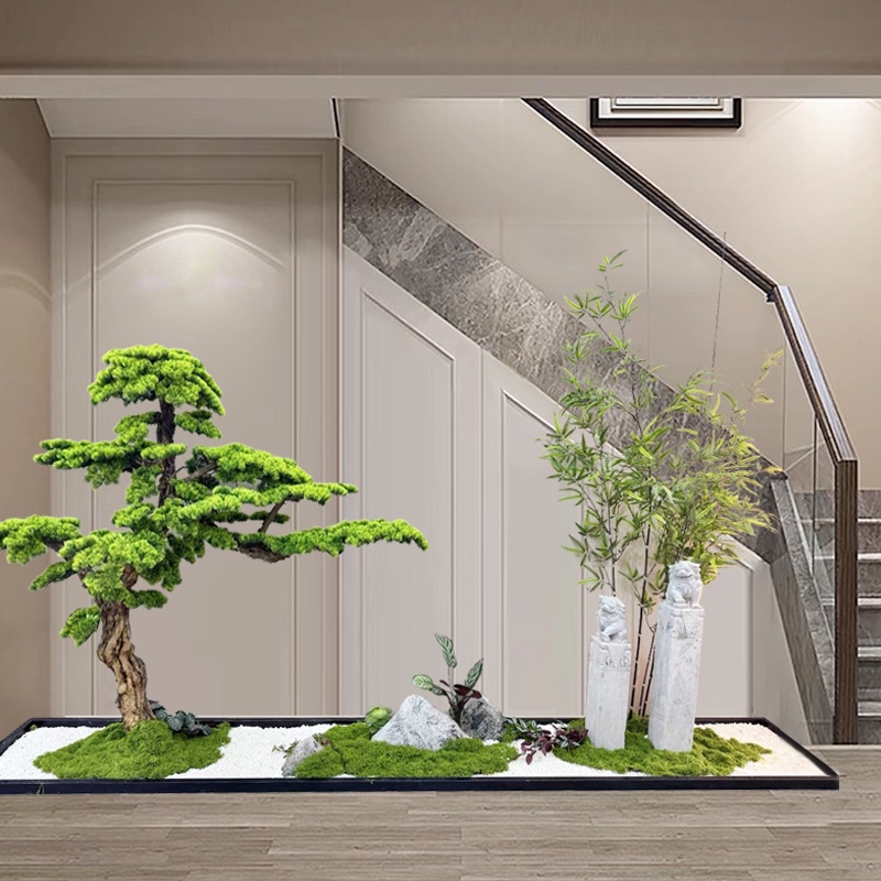 Artificial Pine Tree, Podocarpus, for Hotel Staircase Landscaping, Fake Tree, Artificial Tree Decoration, Floor-Standing Ornament