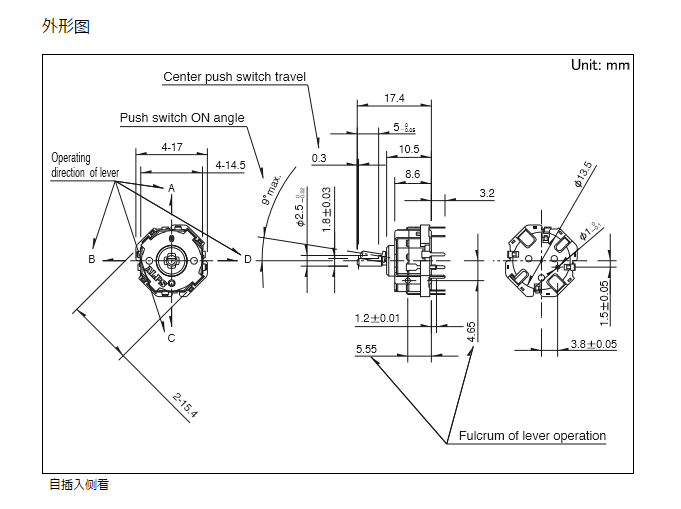 1pc Japan ALPS RKJXT1F42001 four directions plus push switch stick