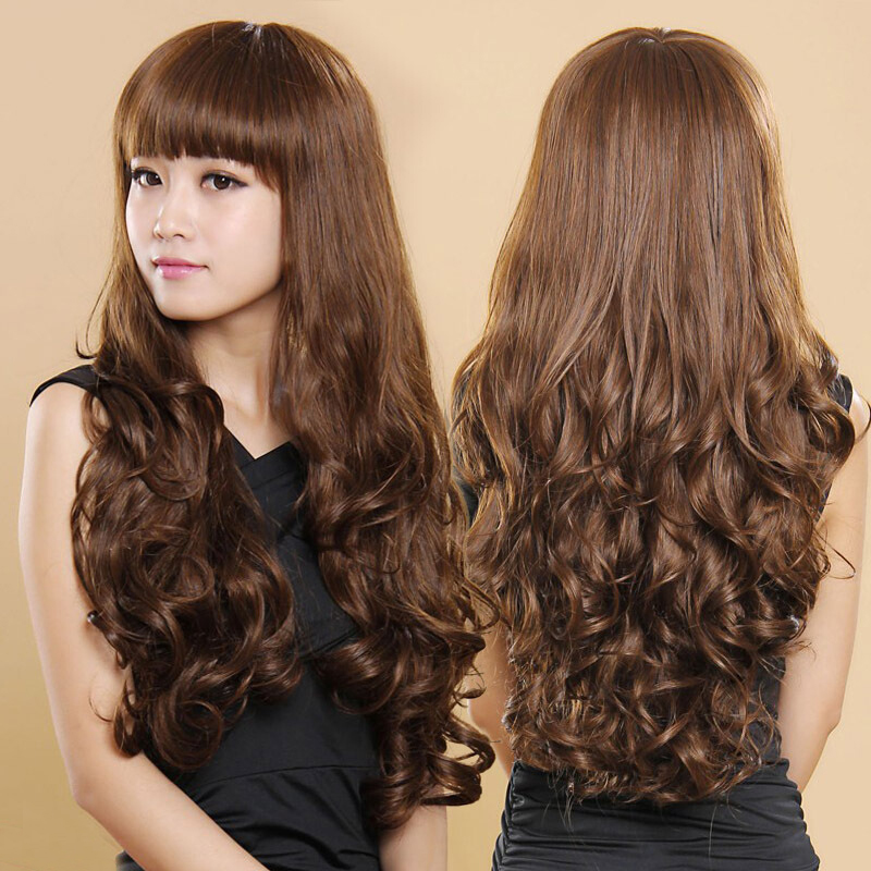Wig female long curly hair Big wave temperament fluffy full head wig set fashion styling the whole wig mature beauty