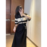 鱼余 Летнее черное платье для отдыха, 2023, свободный крой, по фигуре