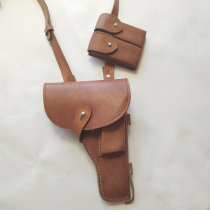 54-style cowhide three-piece double-row bullet sleeve vintage diagonal strap waist pistol holster video props