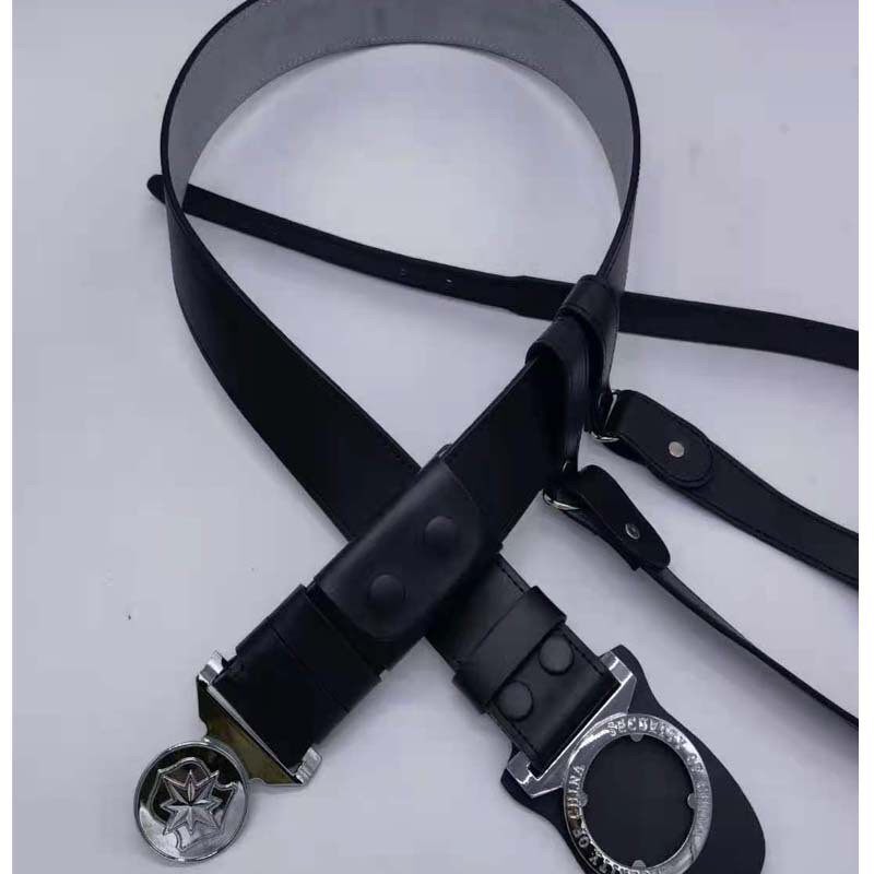 New cow leather security on duty external belt armed belt 5CM inclined back type double ring male and female pants belt