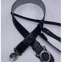 New cowhide security duty outer belt armed belt 5CM diagonal double ring men's and women's pants belt
