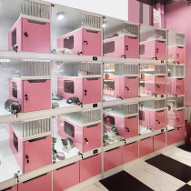Pink solid wood cat villa luxury with toilet large space two layer three layer glass door Cat Cabinet Foster cage cat cage