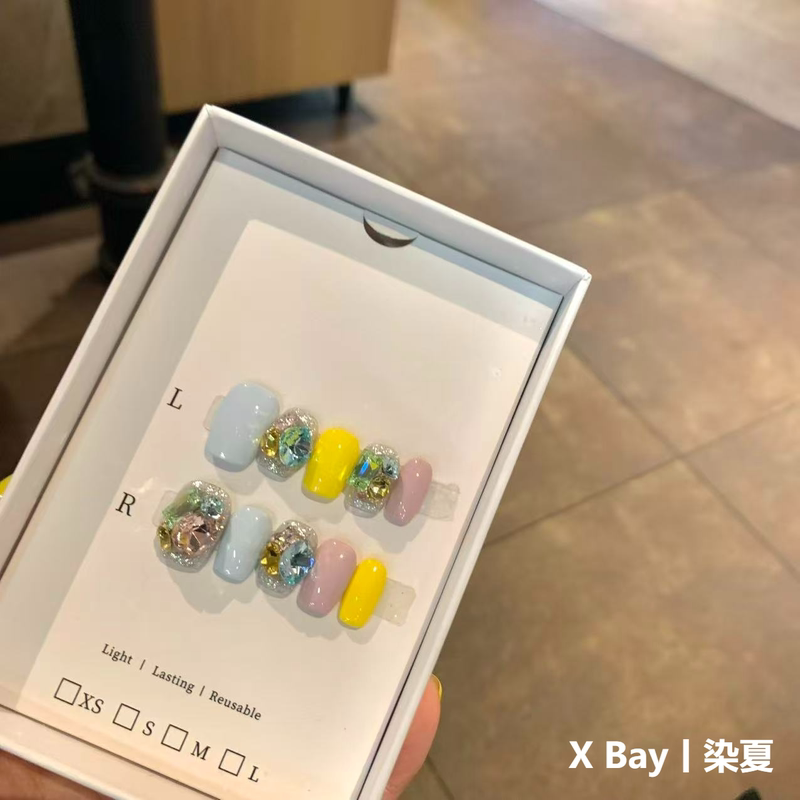 Dye Summer | Xbay Store Designer Summer High-End Nail Art, Dazzling Colorful Full Diamond Handmade Wearable Nails Dye Summer | Xbay Store Designer Summer High-End Nail Art, Dazzling Colorful Full Diamond Handmade Wearable Nails