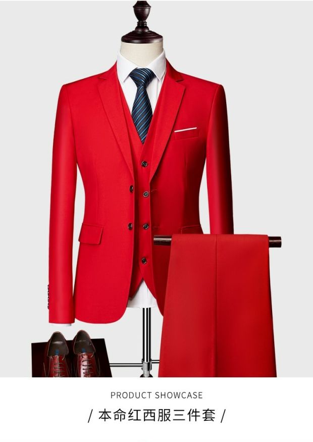 Fat 6XL size lớn phù hợp với bộ vest nam ba mảnh cưới kinh doanh mặc hai nút phù hợp với vest vest quần 3 quần nam ống rộng
