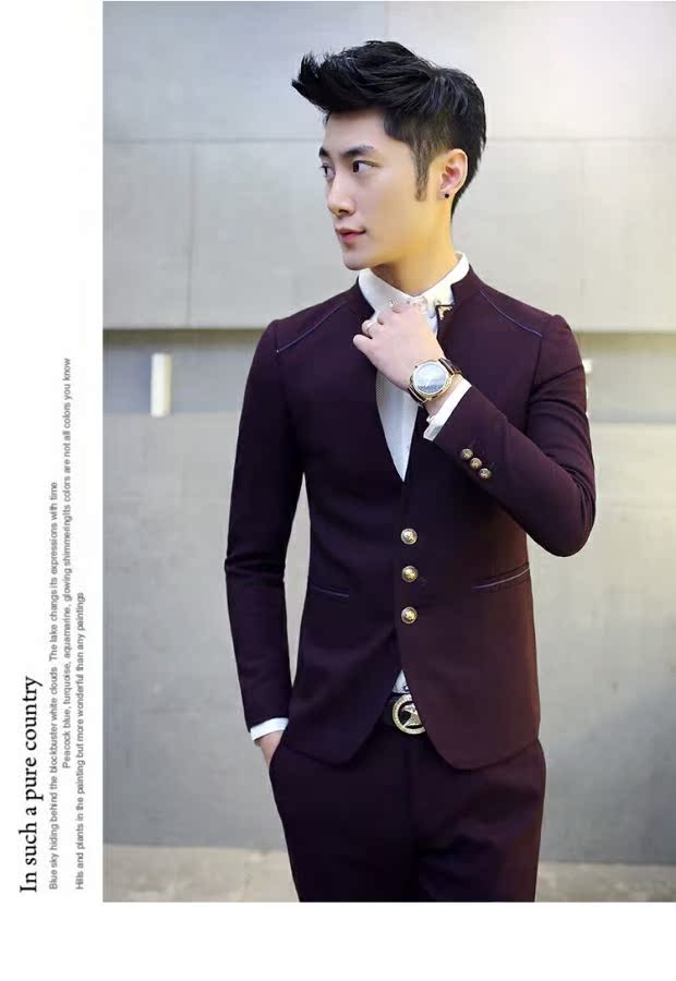 Mùa xuân và mùa thu Trung Quốc áo vest nam phù hợp với cổ áo phù hợp với giới trẻ Hàn Quốc Slim Trung Quốc phù hợp với trang phục - Suit phù hợp áo vest nam hàn quốc
