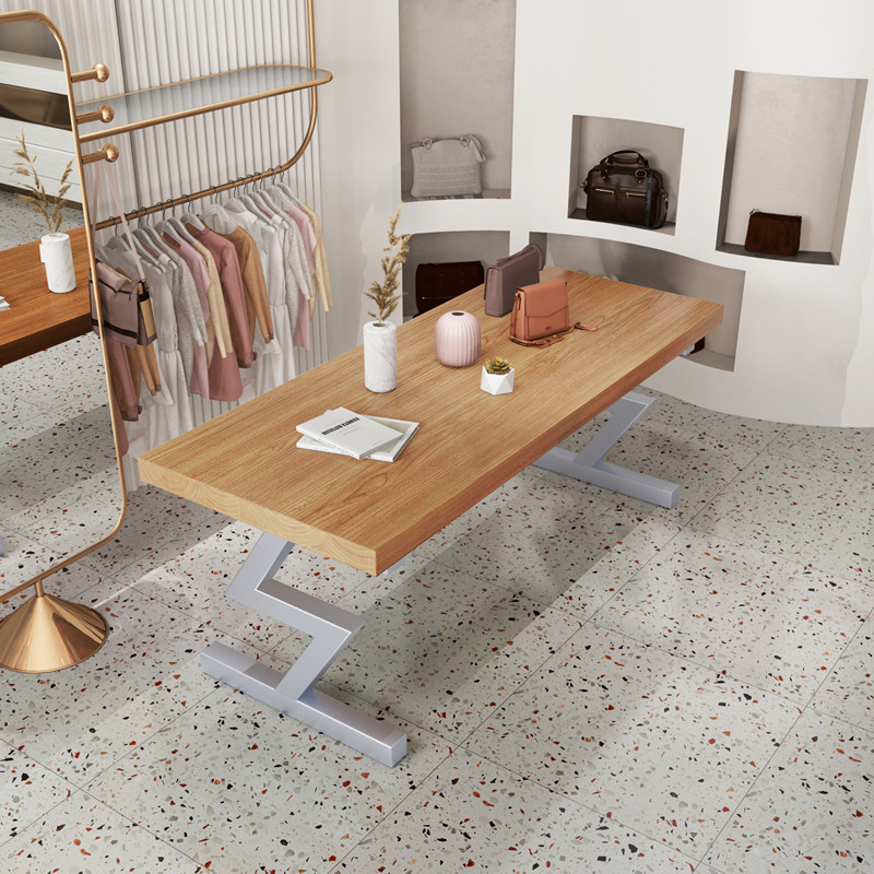 Modern minimalist clothing display stand clothing store display table middle island solid wood display stand floor display stand table