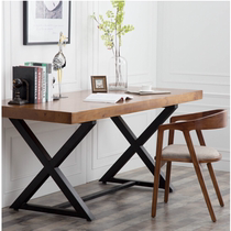 Solid wood large board table American country Wrought iron dining table and chair Conference table Long office furniture Writing desk Household