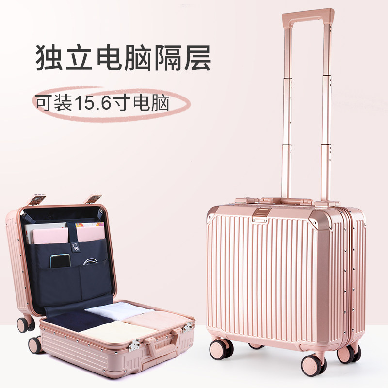 Aircraft Suitcase Woman New Tide 2021 Small 18 Inch Aluminum Frame Lalever Box Light Password Boarding Travel Leather Case
