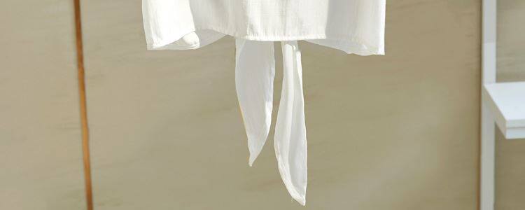 Одежда модная солнца защиты 白衬衫女半袖薄款夏季胖妹妹大码宽松显瘦系带短款上衣简约雪纺衫