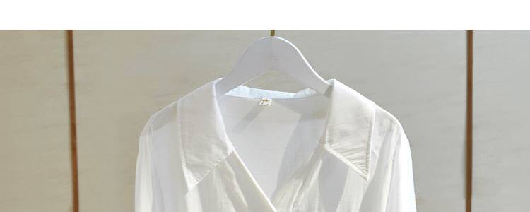 Одежда модная солнца защиты 白衬衫女半袖薄款夏季胖妹妹大码宽松显瘦系带短款上衣简约雪纺衫