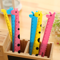 P183 GIRAFFE PLASTIC CARTOON RULER Stationery Suit Supplies Bulk Elementary School 15cm Cute Children Ruler