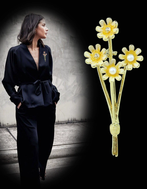 Hoa sen sơn dầu nguyên bản trâm cài pin trâm bầu không khí sang trọng phù hợp với áo khoác nữ phụ kiện đơn giản khăn lụa khóa Hàn Quốc - Trâm cài