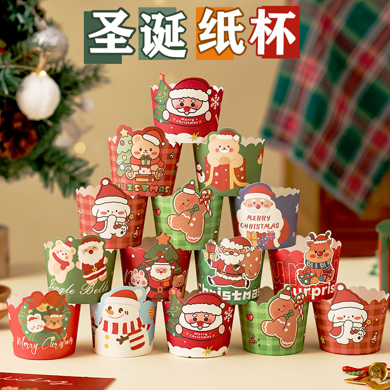 Christmas Cupcake Liners, Baking Molds, High-Temperature Resistant, Oven-Safe, Decorative Muffin Wrappers