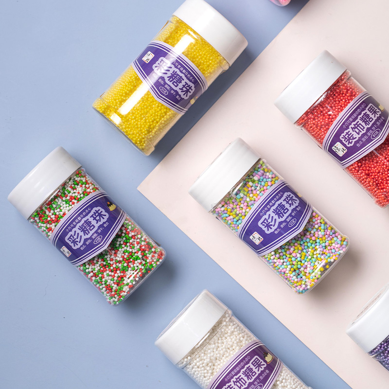 Cake decoration colored small round beads sugar beads pearl sugar 9 color optional 85g bread baking decoration