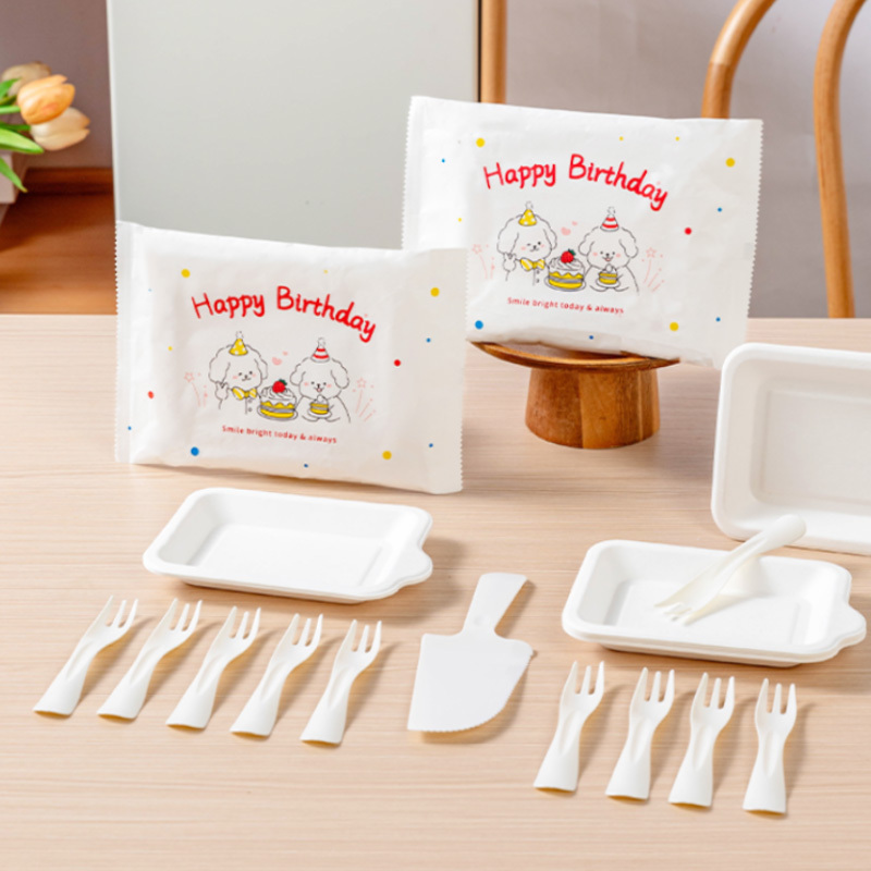 Cake Knife, Fork, and Plate Set, Birthday Tableware, Disposable Paper Plates and Forks, Food-Grade Thickened Plates, Premium Quality Cake Knife, Fork, and Plate Set, Birthday Tableware, Disposable Paper Plates and Forks, Food-Grade Thickened Plates, Premium Quality