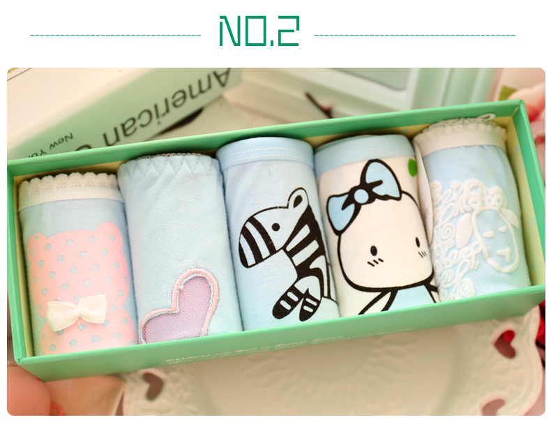 Hộp quà tặng đồ lót phụ nữ cotton tóm tắt ren gợi cảm cotton cô gái đồ lót dễ thương 5 tải - Bộ quà tặng quần lót nam cotton