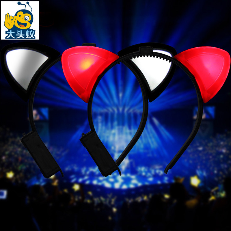 Headdress Luminous cat ears hair hair band Hair hair band Children adult flash headband Concert hair band night market wholesale