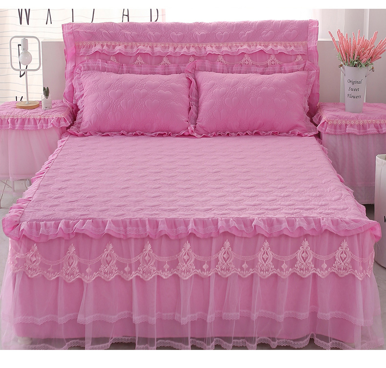 Váy ngủ cotton đơn ren dày trải giường phủ giường Công chúa Hàn Quốc bộ giường đơn trượt đôi 1,5m1,8m váy giường khách sạn