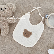 nalinaki Korea ins small bear gauze round mouth baby spat around pure cotton baby anti-tween milk lacing around the hood