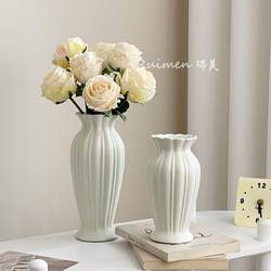 Retro American Style Minimalist Cream Style Ceramic Vase Ornaments Hydroponic Flower-arranging Rose Living Room Dining Table Decorative Fancy